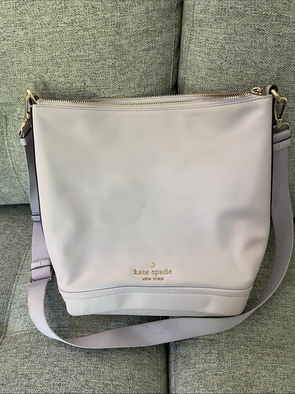 Kate Spade Pale Lilac Crossbody Bucket Bag With Gold Hardware
